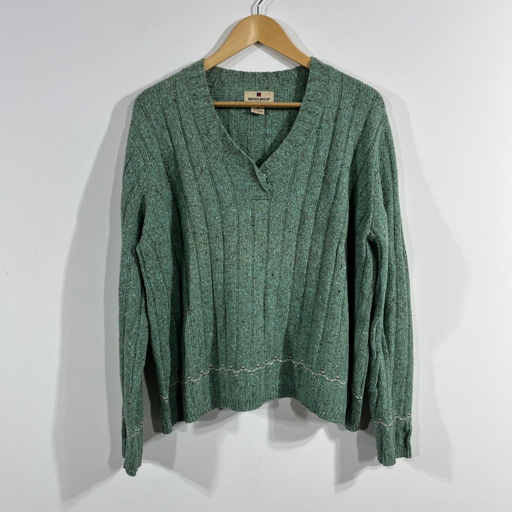 Woolrich VTG Coastal Grandma 90s Layers Ribbed Wool Sweater Women XL Cottagecore